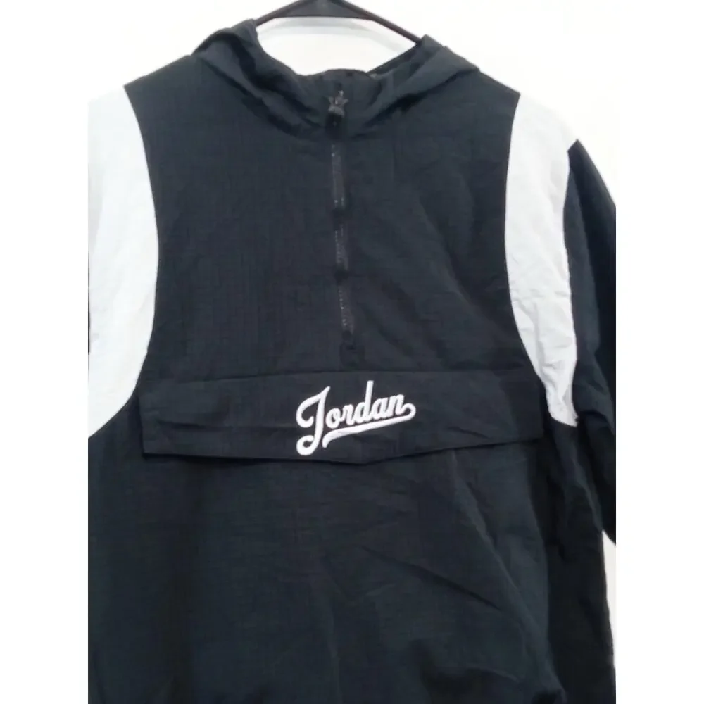 Nike Jordan Big Kid MJ Flight MVP Windbreaker Jacket Black/White Size 12-13 Y